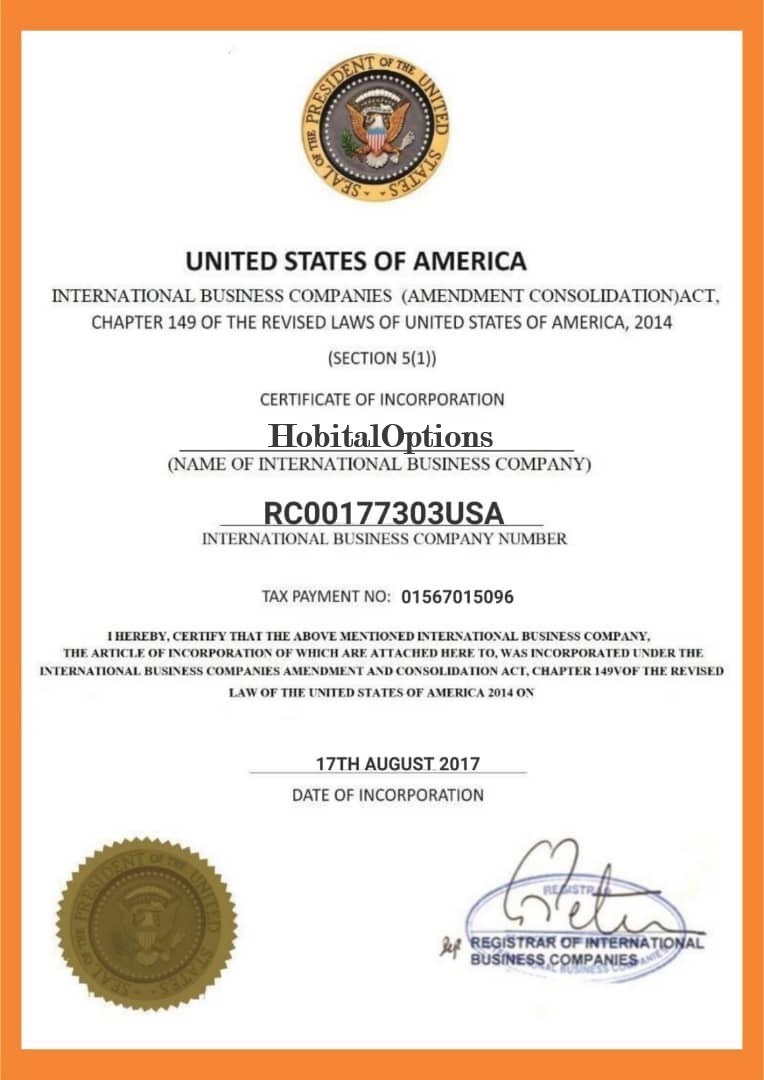 HobitalOptions Certificate